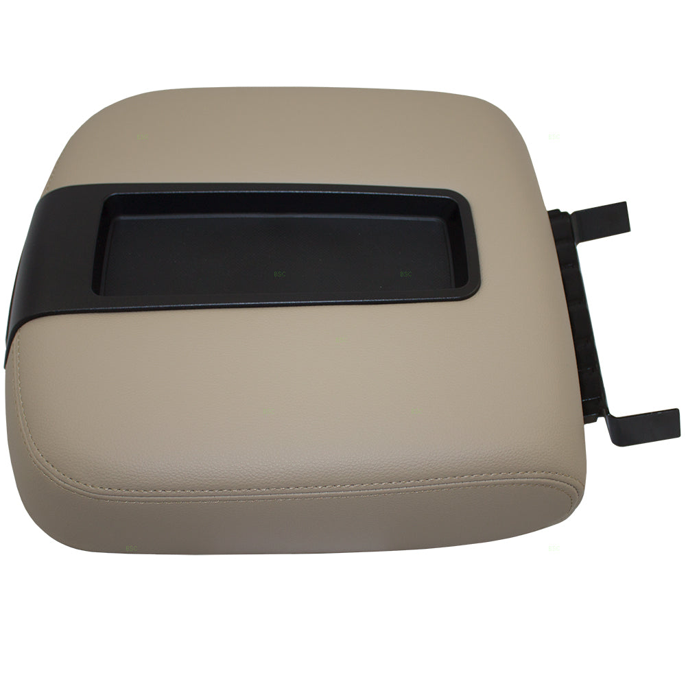 Brock Replacement Tan Center Console Armrest Lid Cover Compatible with 2007-2013 Silverado Sierra Tahoe Escalade Pickup Truck with Full Center Console