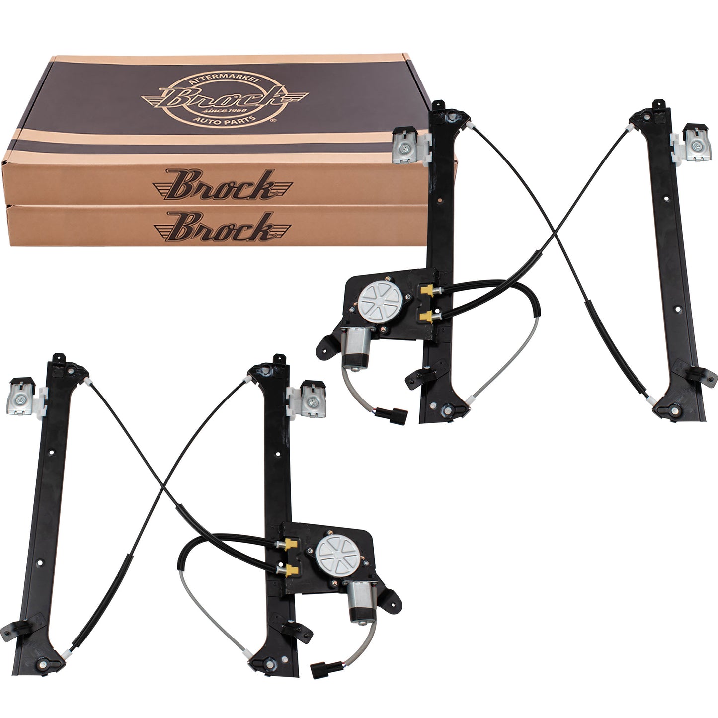 Brock Replacement Set Rear Power Window Regulators with Lift Motors Compatible with 2001-2007 Silverado Sierra Pickup Truck 19301981 19301980