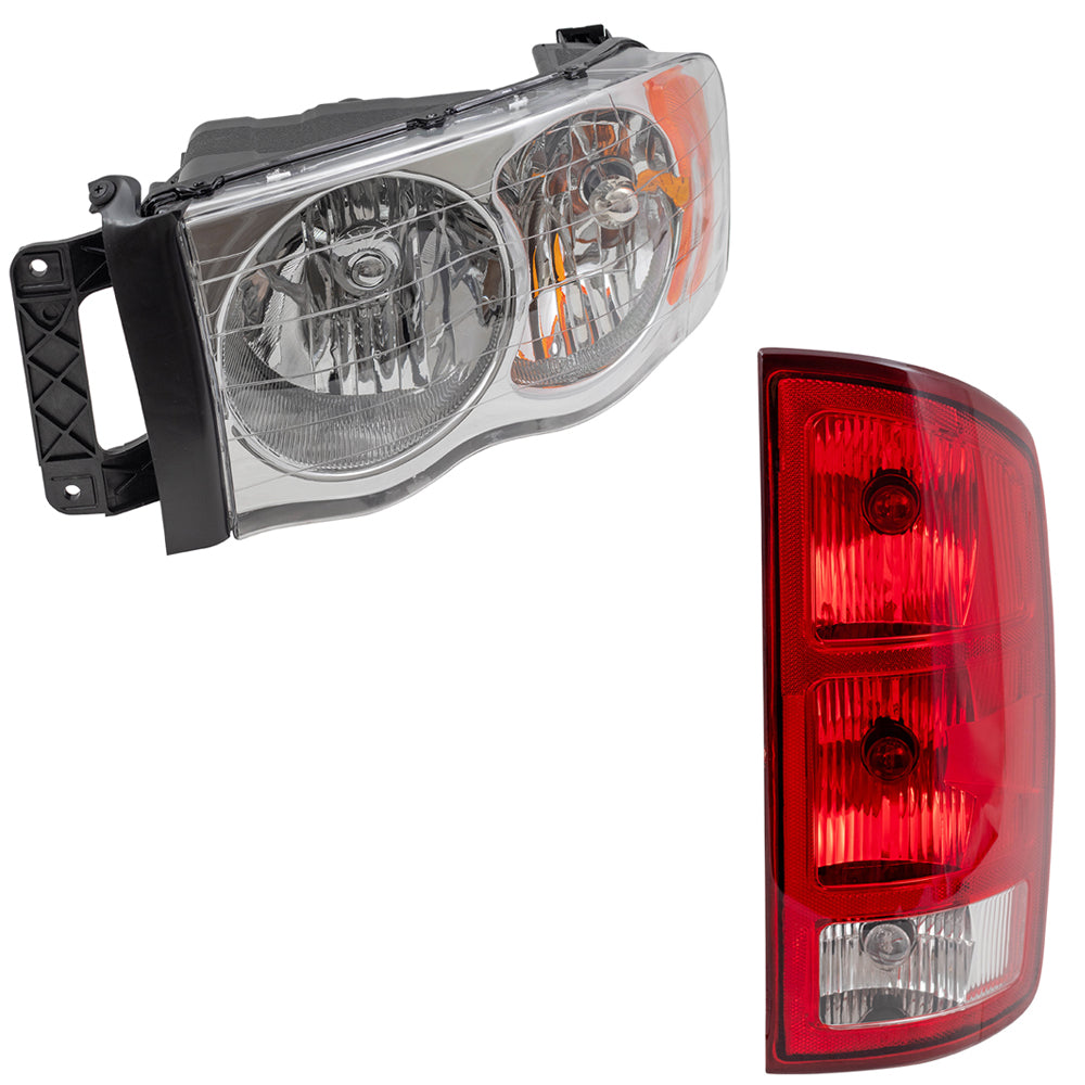 Halogen Headlights Tail Lights w/ Circuit Boards 4 Pc Set for 02-05 Dodge Ram