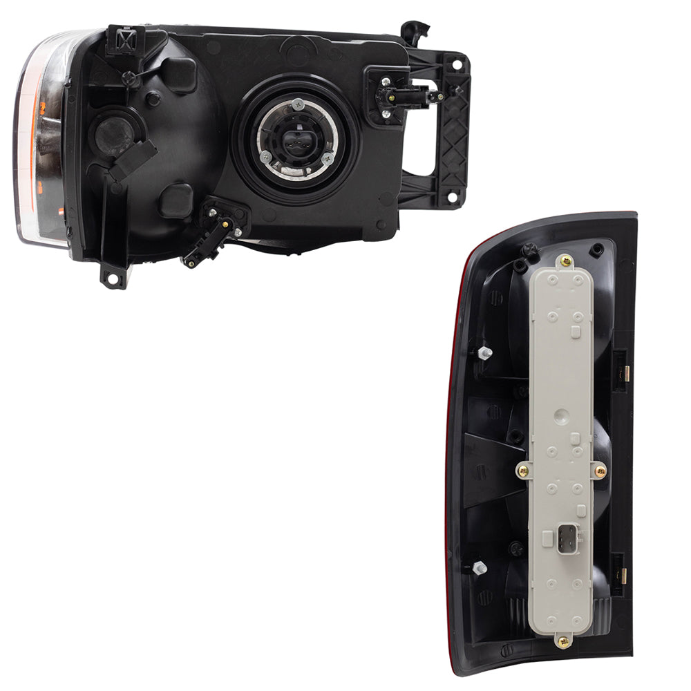 Halogen Headlights Tail Lights w/ Circuit Boards 4 Pc Set for 02-05 Dodge Ram