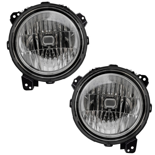 Brock Replacement Set Driver and Passenger Halogen Headlights Compatible with 2018-2024 Wrangler JL 2020-2023 Gladiator