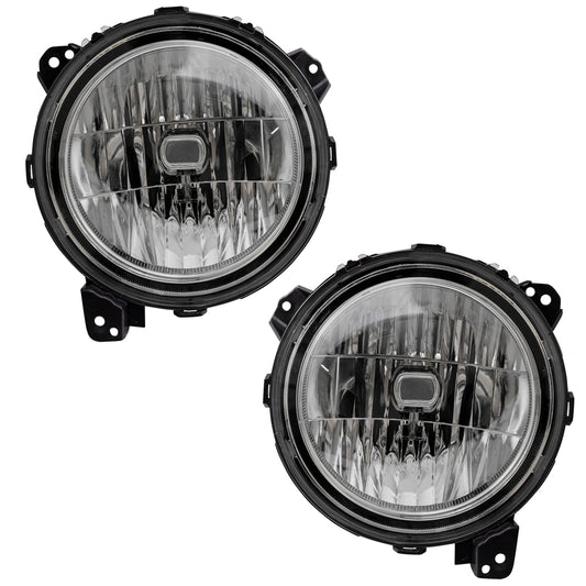 Brock Replacement Set Driver and Passenger Halogen Headlights Compatible with 2018-2026 Wrangler JL 2020-2026 Gladiator