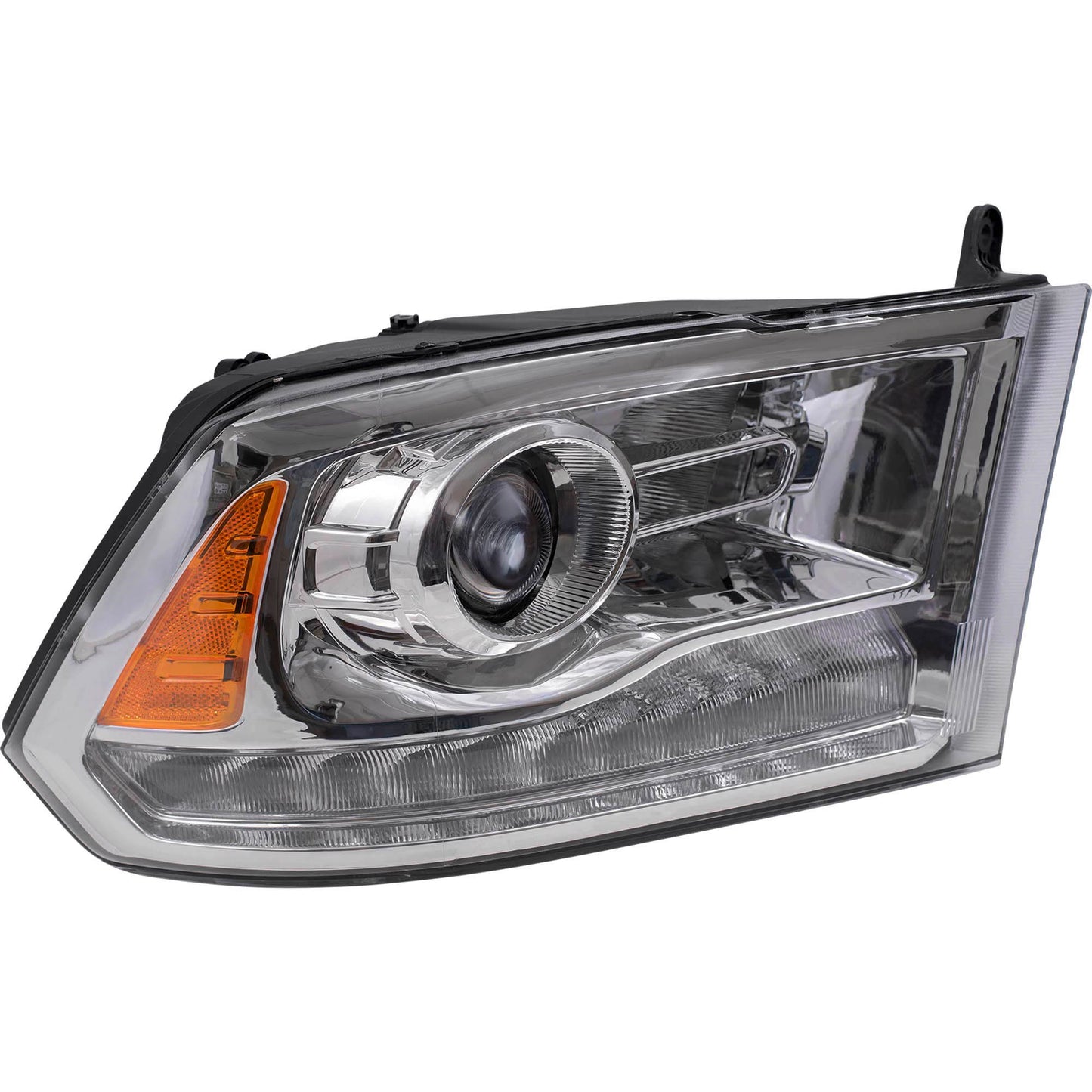 Brock Replacement Driver and Passenger Side Projector Type Halogen Combination Headlight Assemblies with Chrome Bezel Compatible with 2016-2018 1500/2500/3500 & 2019-2021 1500 Classic