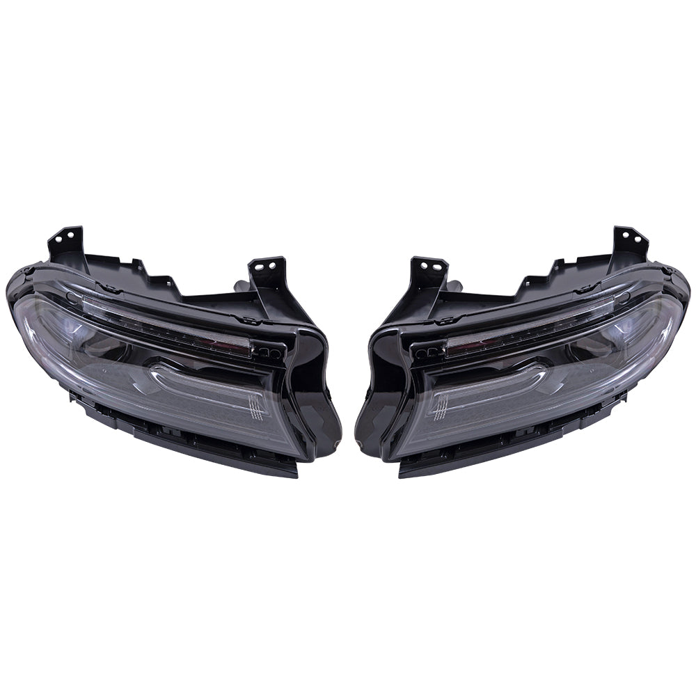 Brock Aftermarket Replacement Driver Left Passenger Right Halogen Combination Headlight Assembly Set Without Logo Compatible With 2018-2021 Dodge Charger
