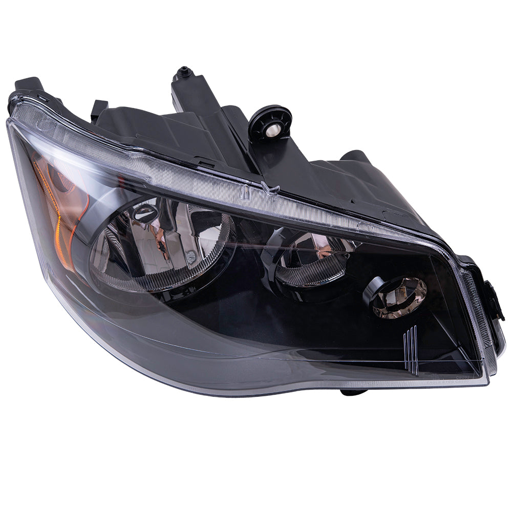 Brock Aftermarket Replacement Driver Left Passenger Right Halogen Combination Headlight Assembly With Black Bezel Set Compatible With 2014-2020 Dodge Grand Caravan