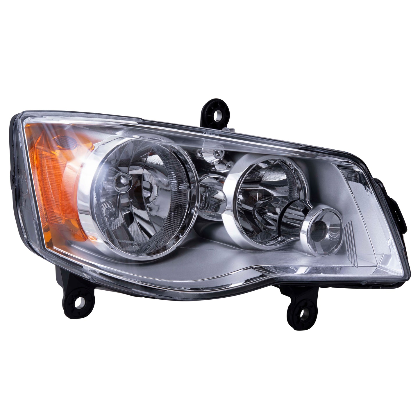 Brock Aftermarket Replacement Passenger Right Halogen Combination Headlight Assembly With Chrome Bezel Compatible With 2008-2016 Chrysler Town & Country