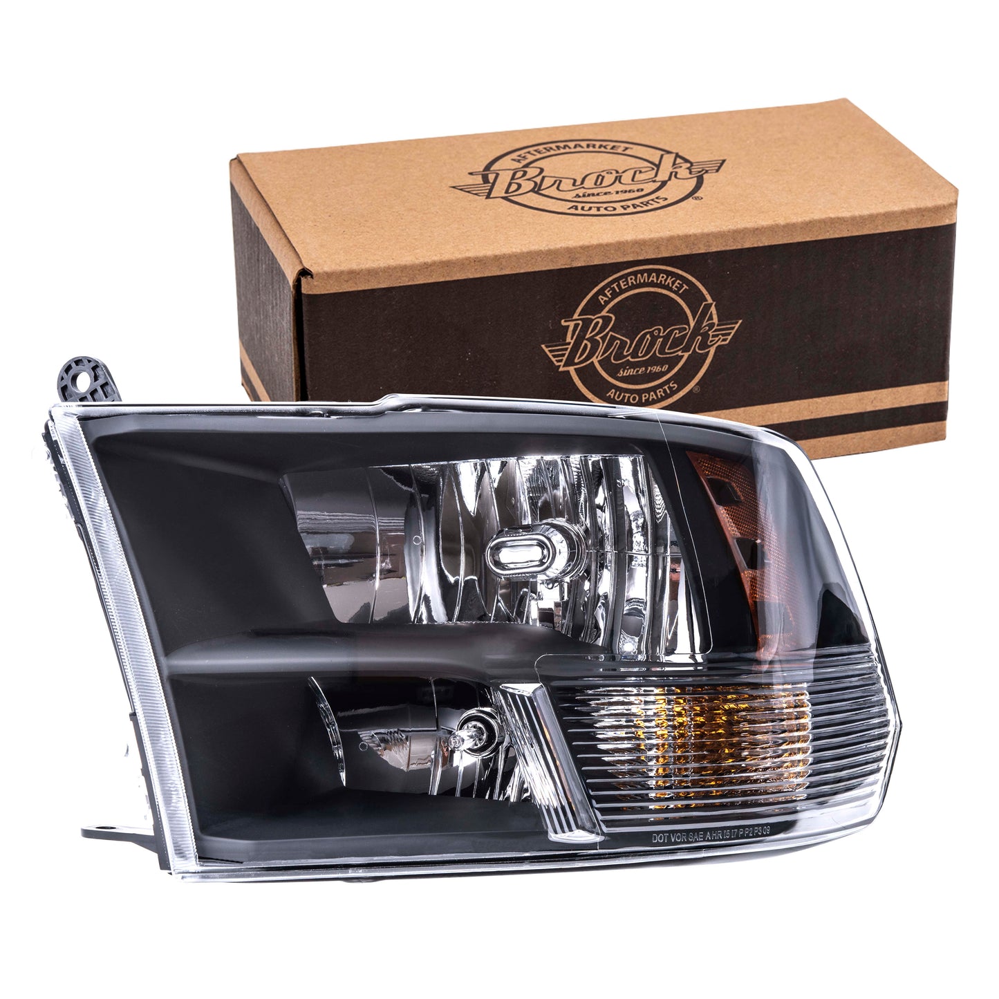Brock Replacement Driver Left Halogen Combination Headlight Assembly Standard Type With Black Bezel Compatible With 2013-2018 RAM Pickup 2019-2023 RAM 1500 Classic