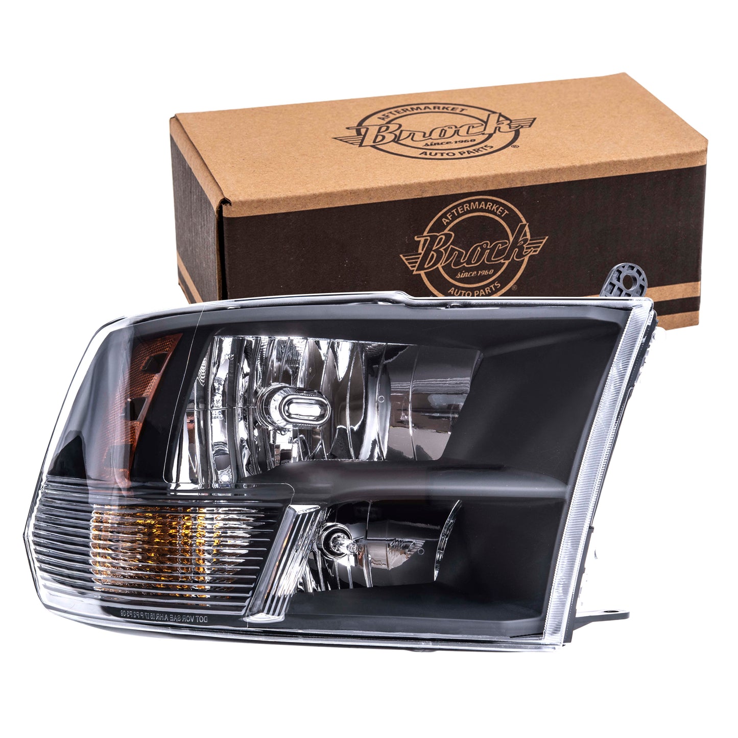 Brock Replacement Passenger Right Halogen Combination Headlight Assembly Standard Type With Black Bezel Compatible With 2013-2018 RAM Pickup 2019-2023 RAM 1500 Classic