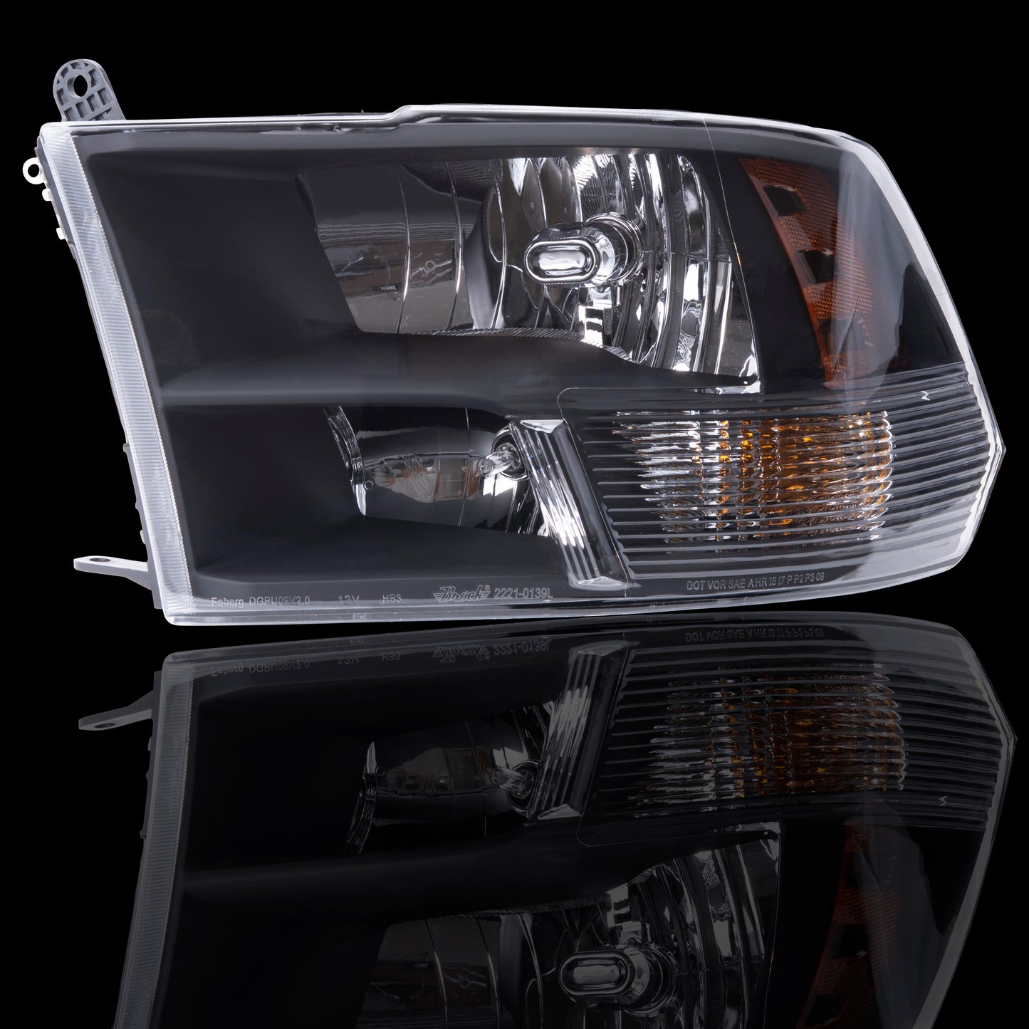 Brock Replacement Driver Left Passenger Right Halogen Combination Headlight Assembly Standard Type With Black Bezel Set Compatible With 2013-2018 RAM Pickup 2019-2023 RAM 1500 Classic