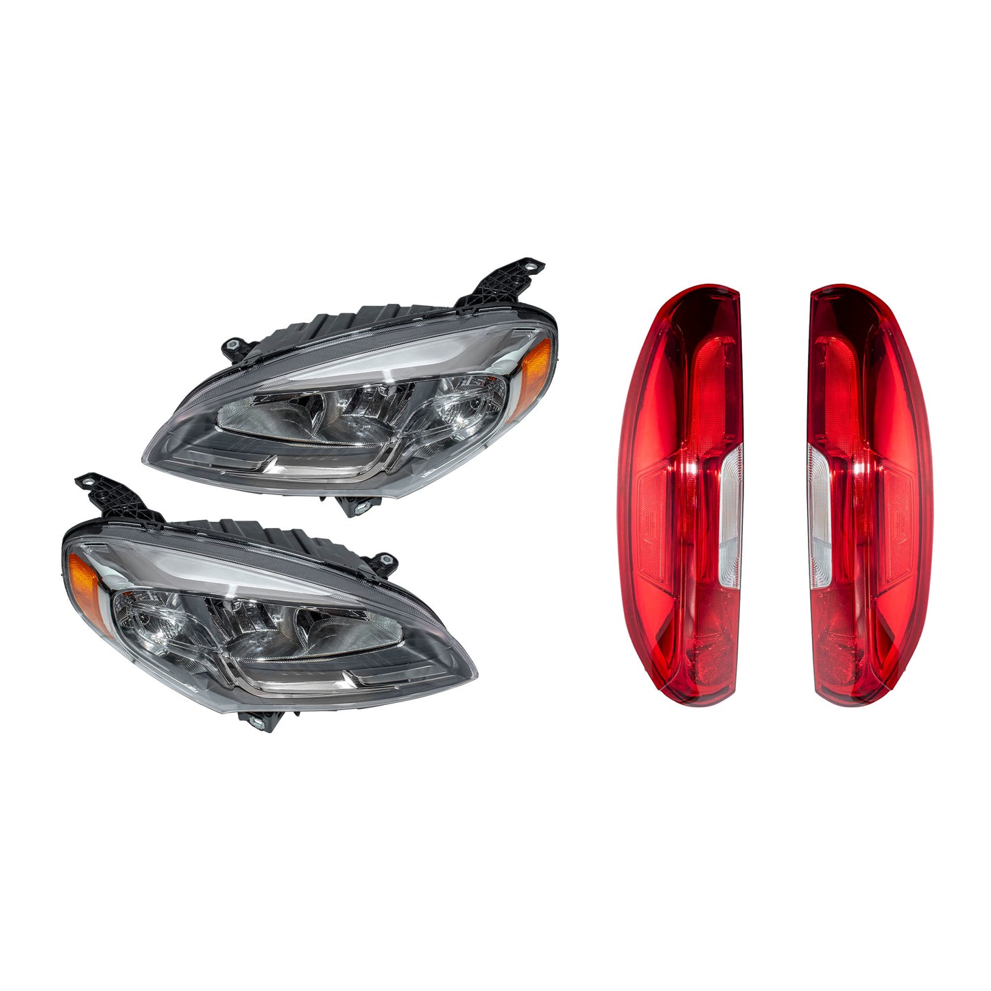 Halogen Combination Headlights & Tail Lights 4 Piece Set Driver Left Passenger Right For 2015-2022 RAM ProMaster City