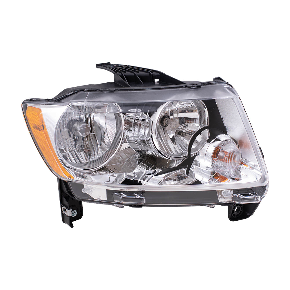 Headlight for 11-13 Jeep Compass Passengers Halogen Lamp Chrome Bezel 68088868AD