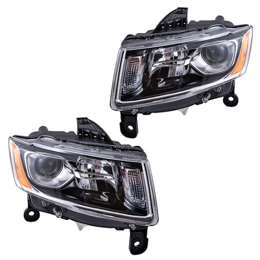 Halogen Combination Headlight Assembly Set Driver Side Left Passenger Side Right For 2014-2016 Jeep Grand Cherokee