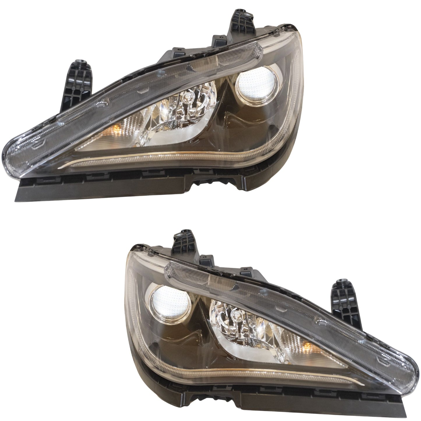 Halogen Combination Quad Headlight Lens and Housing With Chrome Bezel Without Daytime Running Lights 2 Piece Set Driver Side Left Passenger Side Right For 2017-2020 Chrysler Pacifica 2020 Chrysler Voyager