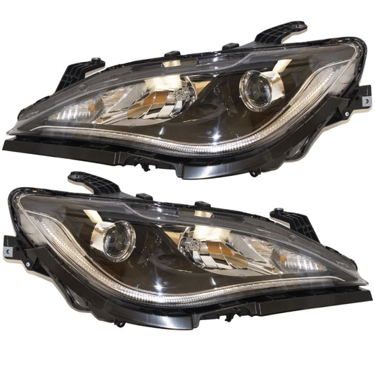 Halogen Combination Quad Headlight Lens and Housing With Black Bezel Without Daytime Running Lights 2 Piece Set Driver Side Left Passenger Side Right For 2017-2020 Chrysler Pacifica 2020 Chrysler Voyager