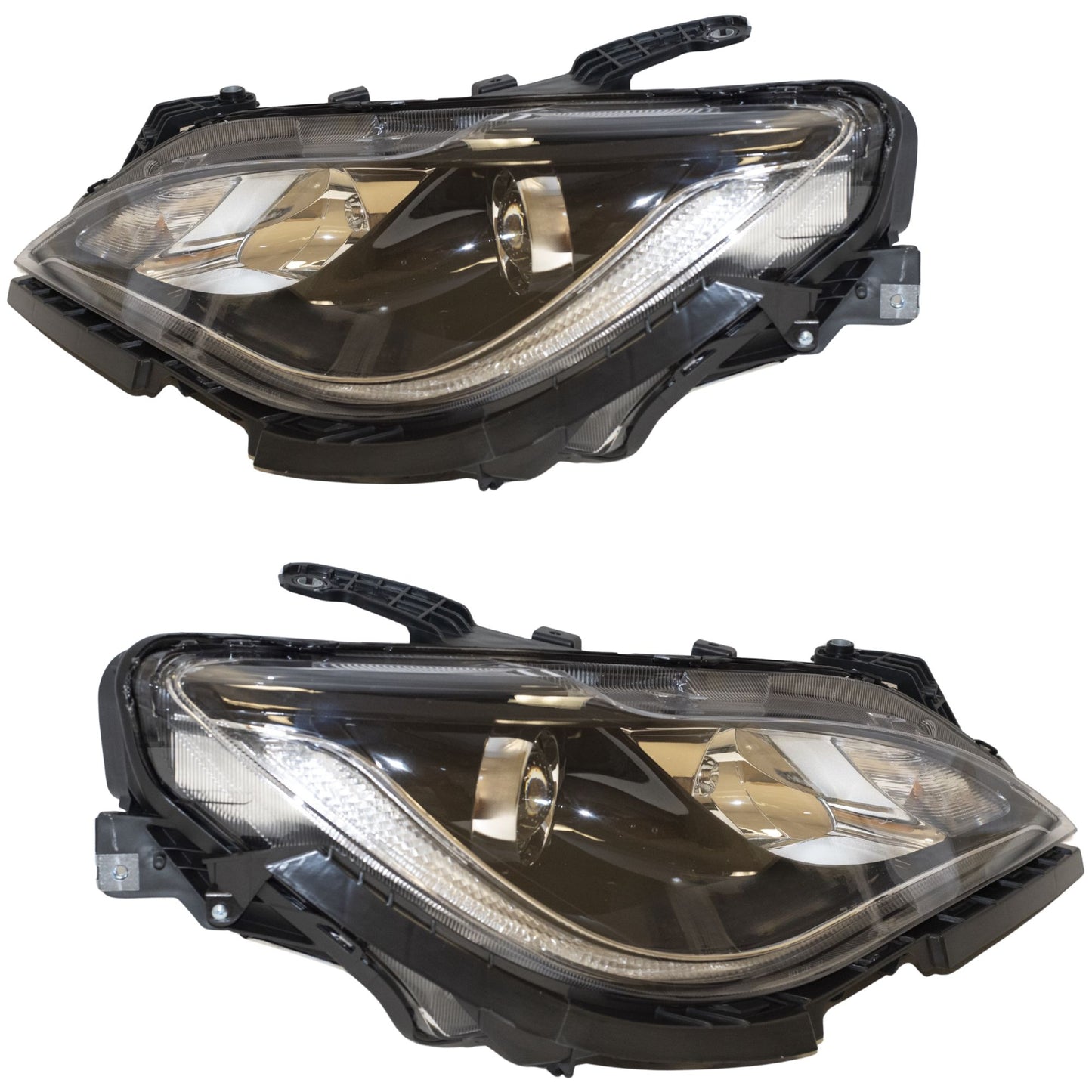 Halogen Combination Quad Headlight Lens and Housing With Black Bezel Without Daytime Running Lights 2 Piece Set Driver Side Left Passenger Side Right For 2017-2020 Chrysler Pacifica 2020 Chrysler Voyager