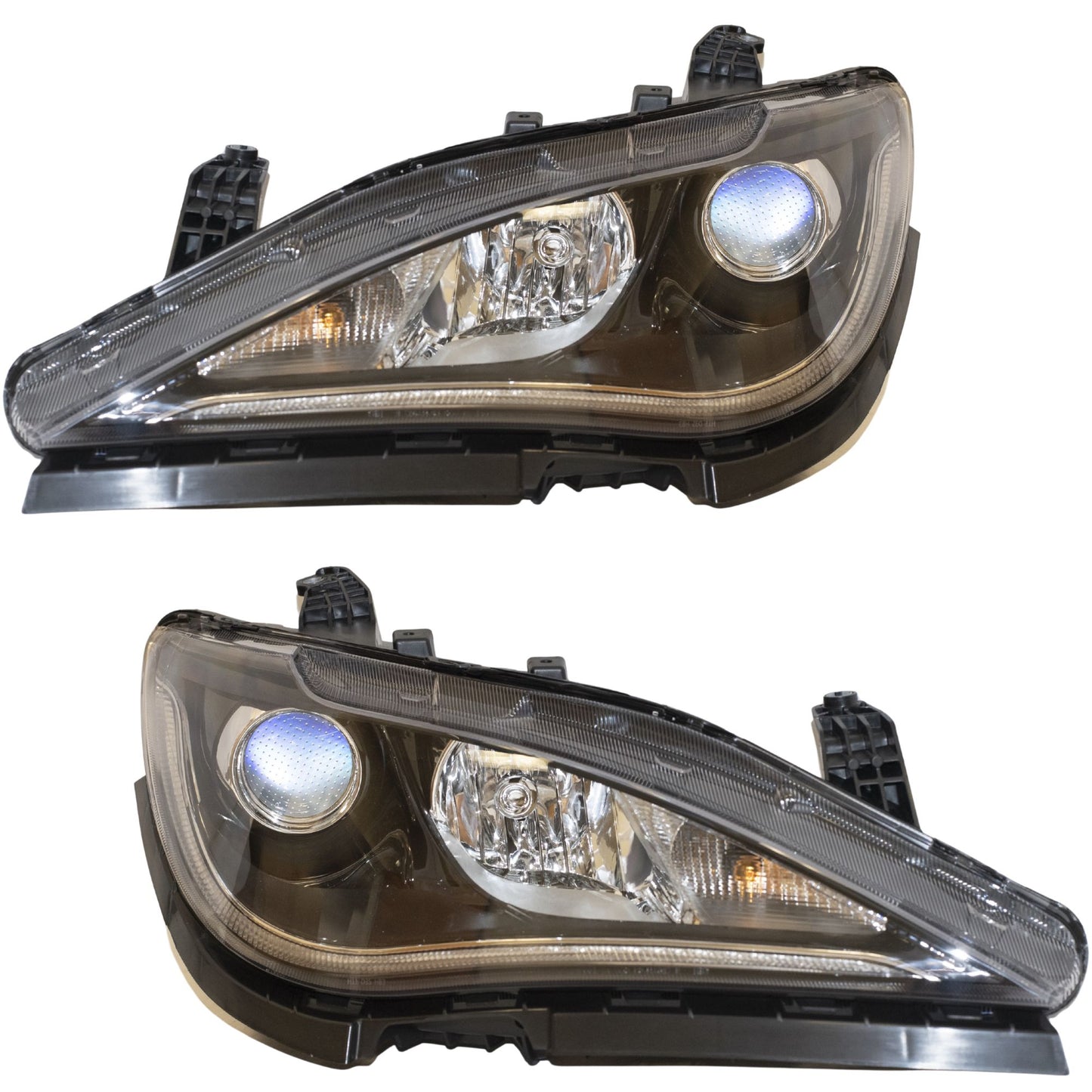 Halogen Combination Quad Headlight Lens and Housing With Black Bezel Without Daytime Running Lights 2 Piece Set Driver Side Left Passenger Side Right For 2017-2020 Chrysler Pacifica 2020 Chrysler Voyager