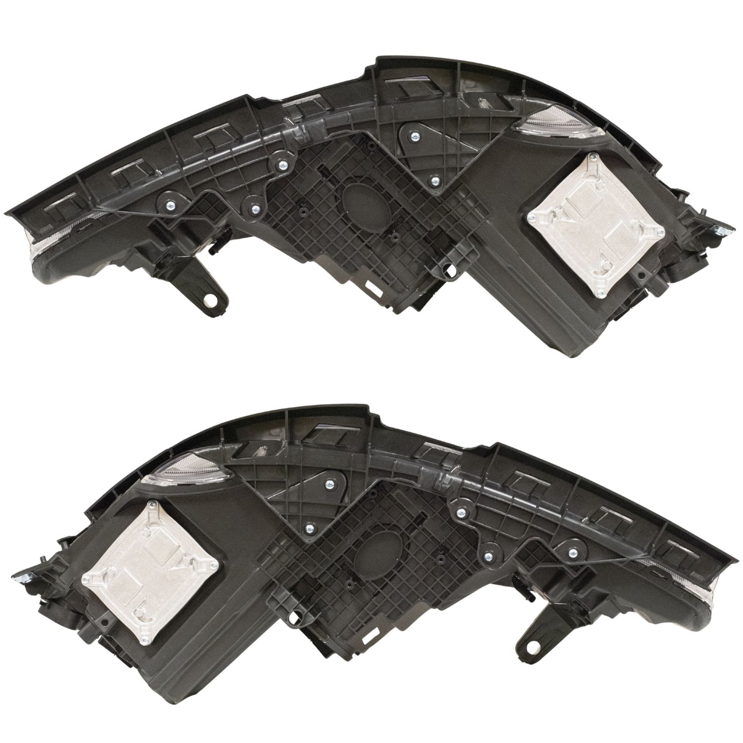 Halogen Combination Quad Headlight Lens and Housing With Black Bezel Without Daytime Running Lights 2 Piece Set Driver Side Left Passenger Side Right For 2017-2020 Chrysler Pacifica 2020 Chrysler Voyager