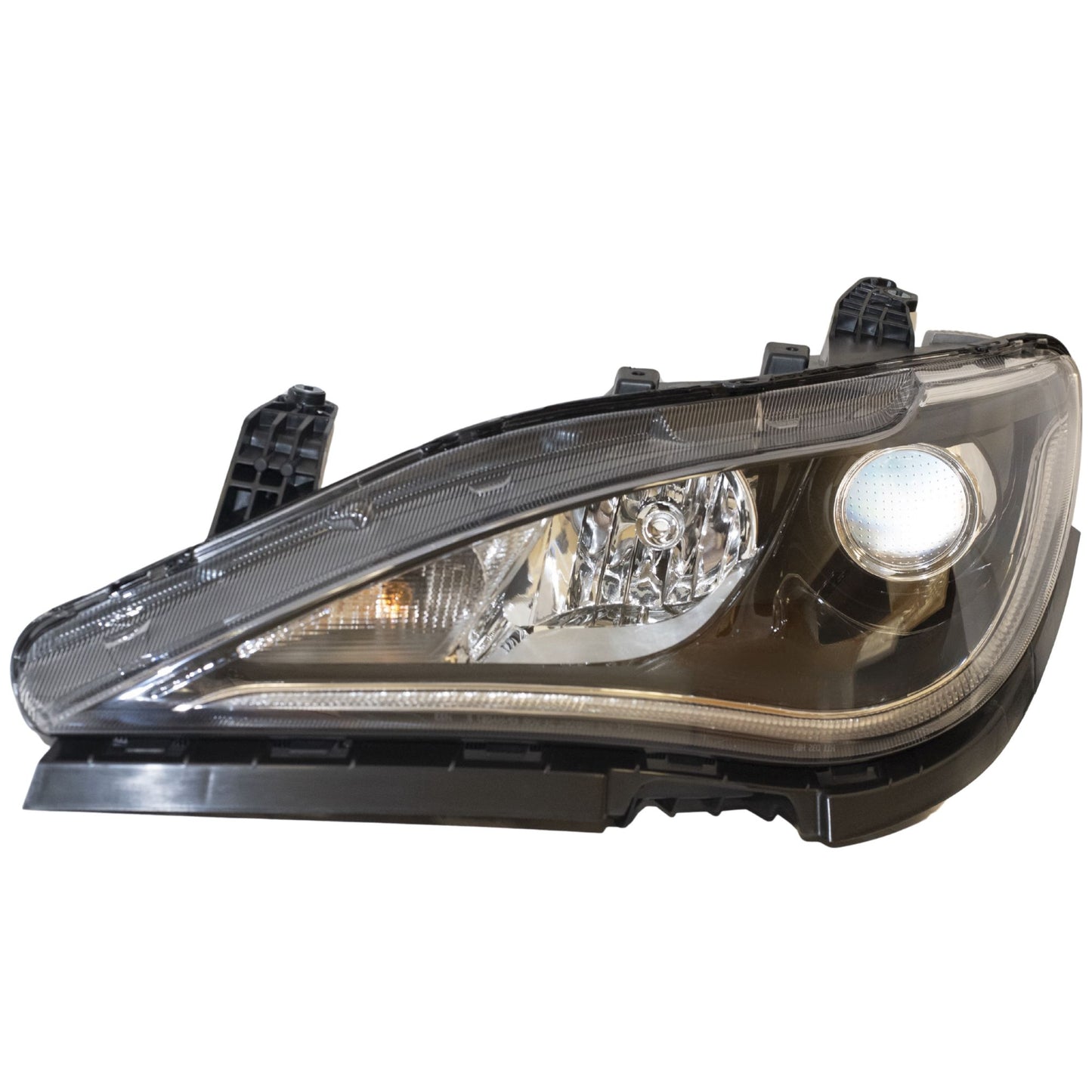 HID Combination Quad Headlight Lens and Housing With Chrome Bezel and Daytime Running Lights Driver Side Left For 2017-2020 Chrysler Pacifica