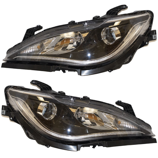 HID Combination Quad Headlight Lens and Housing With Chrome Bezel and Daytime Running Lights 2 Piece Set Driver Side Left Passenger Side Right For 2017-2020 Chrysler Pacifica