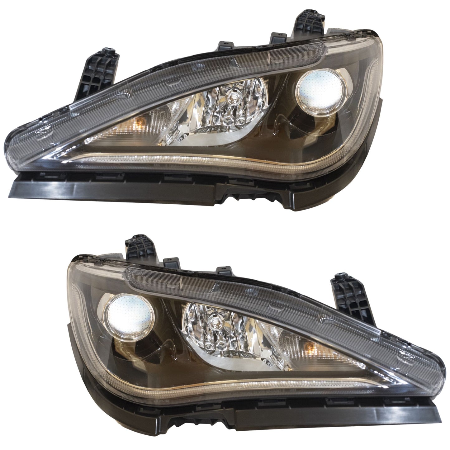 HID Combination Quad Headlight Lens and Housing With Chrome Bezel and Daytime Running Lights 2 Piece Set Driver Side Left Passenger Side Right For 2017-2020 Chrysler Pacifica