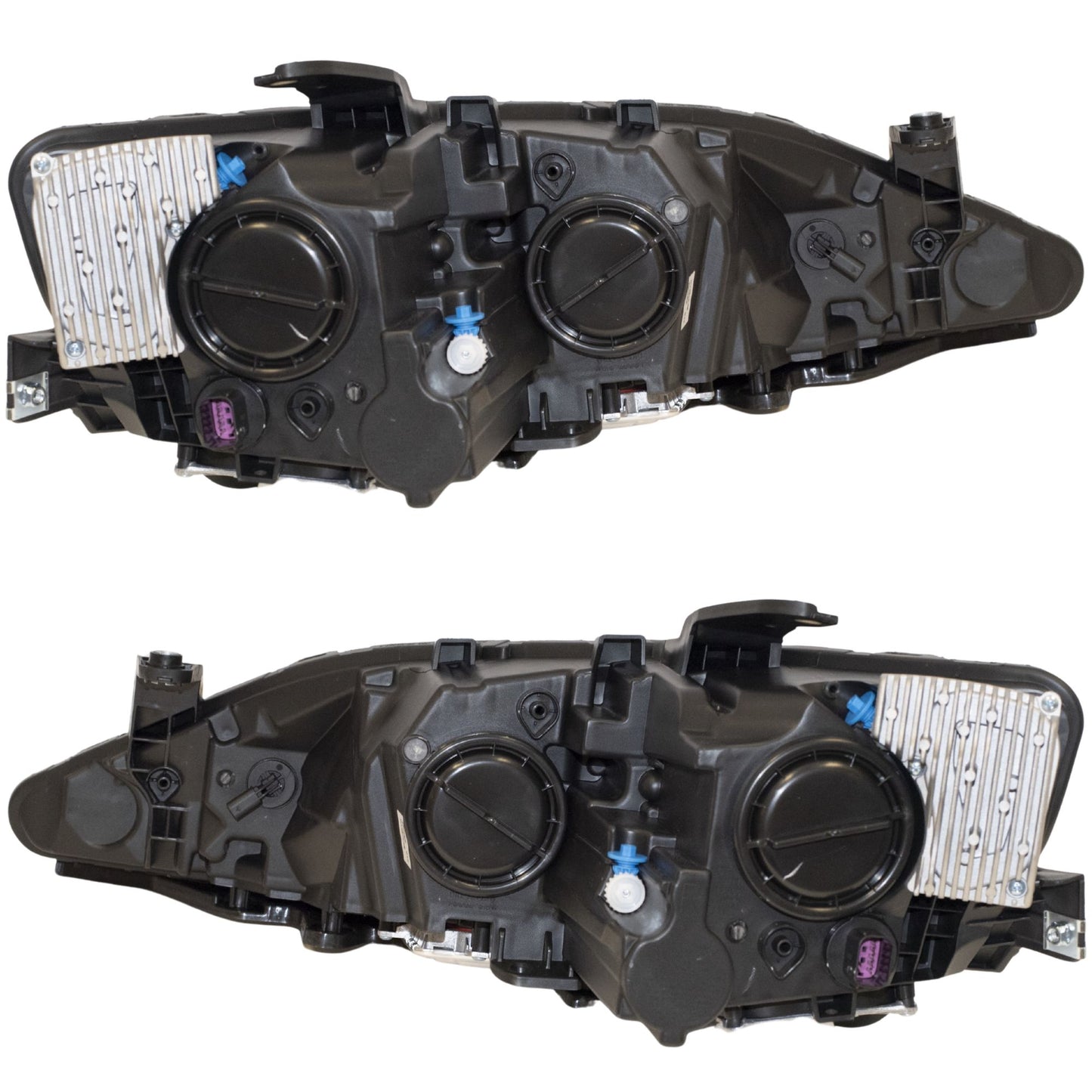 HID Combination Quad Headlight Lens and Housing With Chrome Bezel and Daytime Running Lights 2 Piece Set Driver Side Left Passenger Side Right For 2017-2020 Chrysler Pacifica