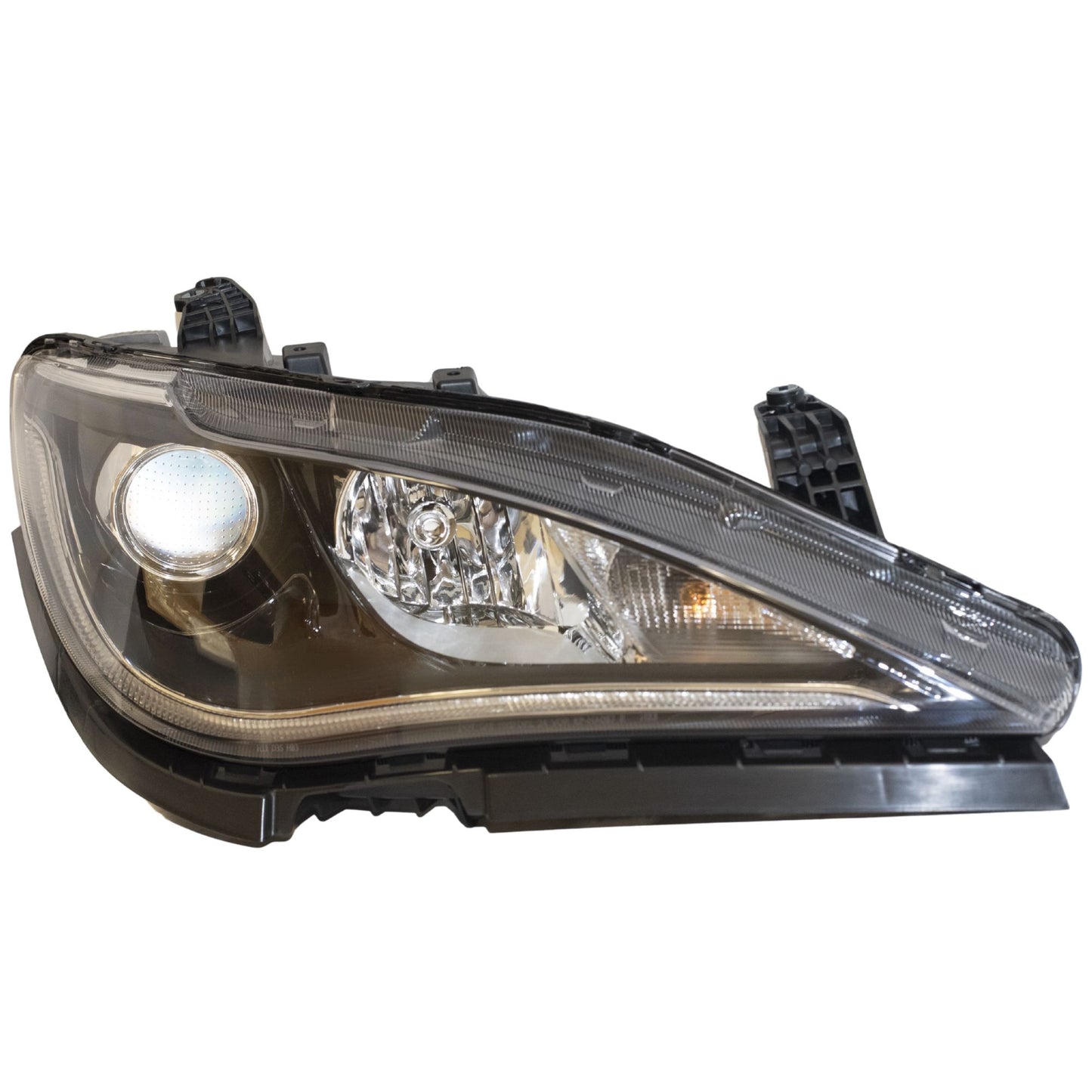HID Combination Quad Headlight Lens and Housing With Chrome Bezel and Daytime Running Lights Passenger Side Right For 2017-2020 Chrysler Pacifica