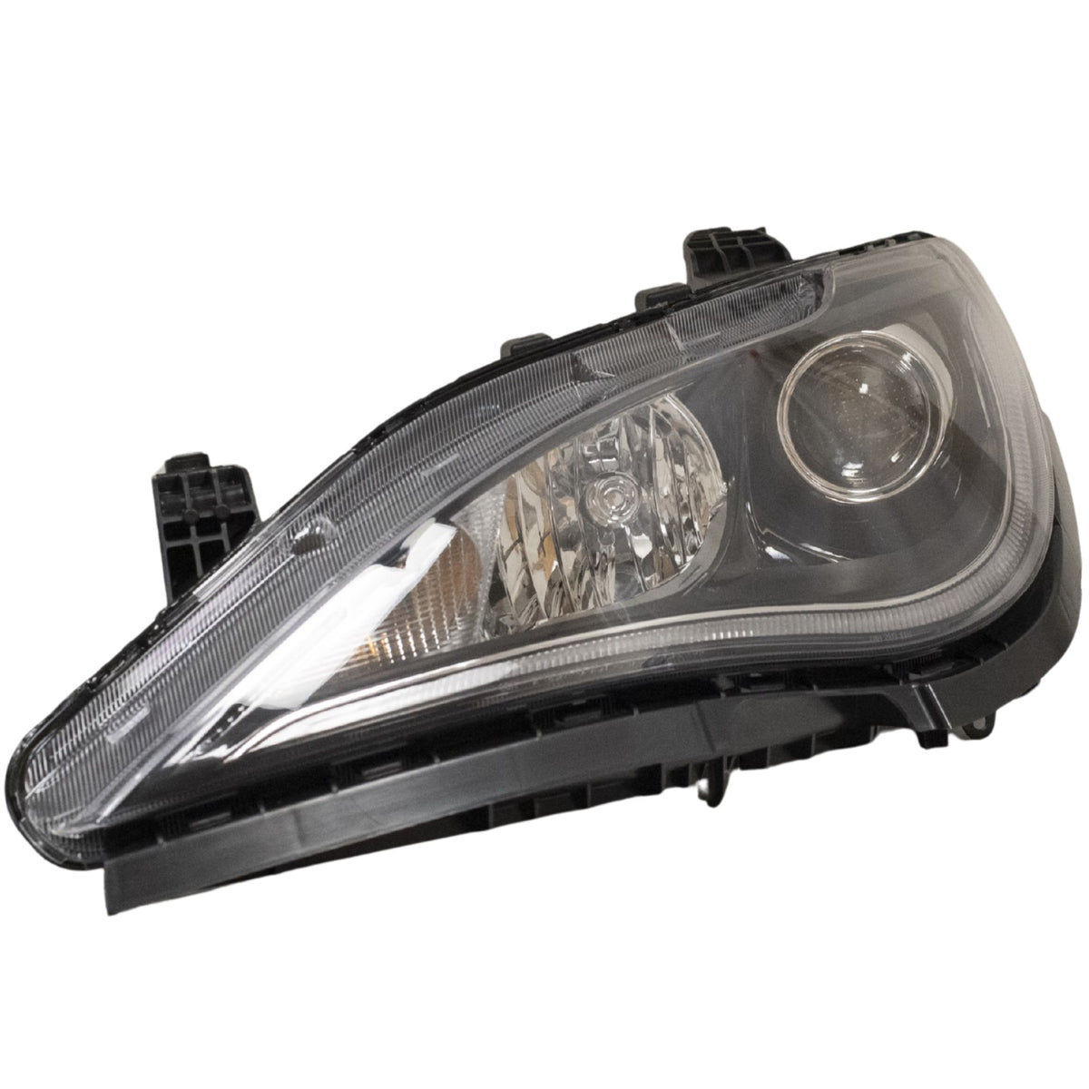 HID Combination Quad Headlight Lens and Housing With Black Bezel and Daytime Running Lights Driver Side Left For 2017-2020 Chrysler Pacifica