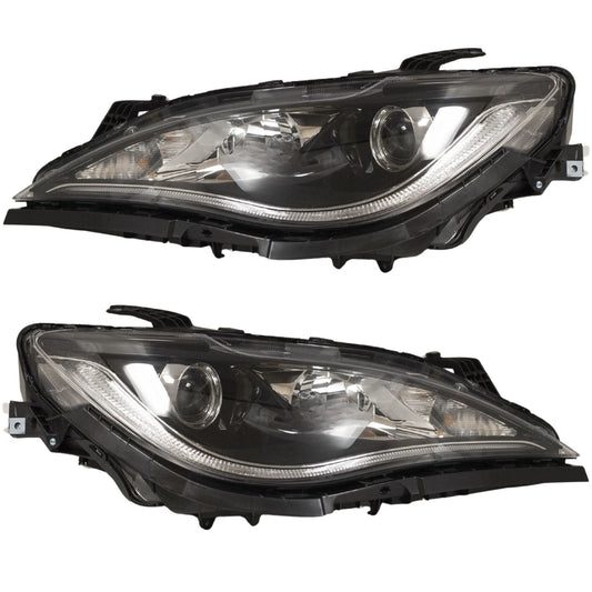 HID Combination Quad Headlight Lens and Housing With Black Bezel and Daytime Running Lights 2 Piece Set Driver Side Left Passenger Side Right For 2017-2020 Chrysler Pacifica