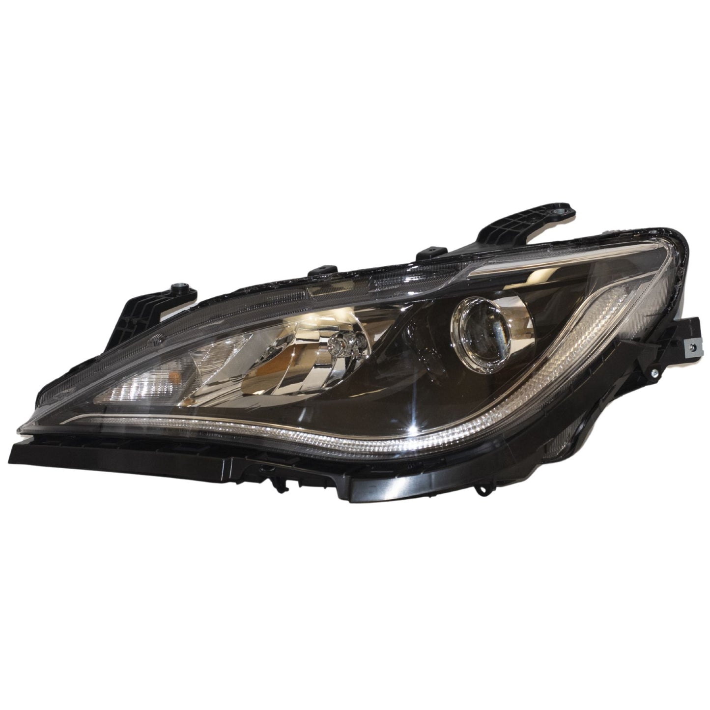 Halogen Combination Quad Headlight Lens and Housing With Chrome Bezel and Daytime Running Lights Driver Side Left For 2017-2020 Chrysler Pacifica Hybrid