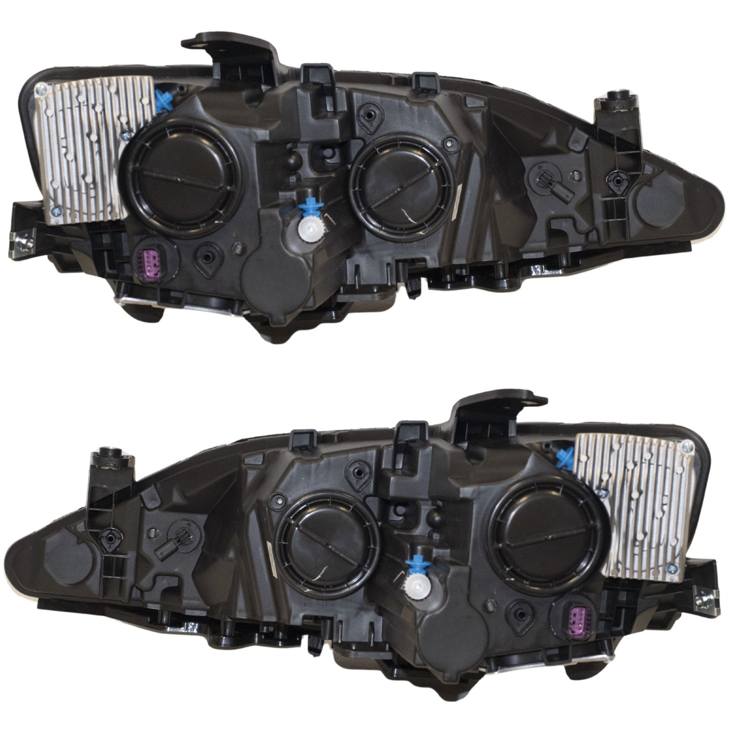 Halogen Combination Quad Headlight Lens and Housing With Chrome Bezel and Daytime Running Lights 2 Piece Set Driver Side Left Passenger Side Right For 2017-2020 Chrysler Pacifica Hybrid
