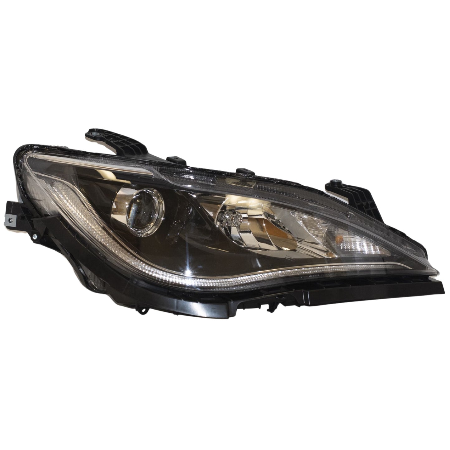 Halogen Combination Quad Headlight Lens and Housing With Chrome Bezel and Daytime Running Lights Passenger Side Right For 2017-2020 Chrysler Pacifica Hybrid