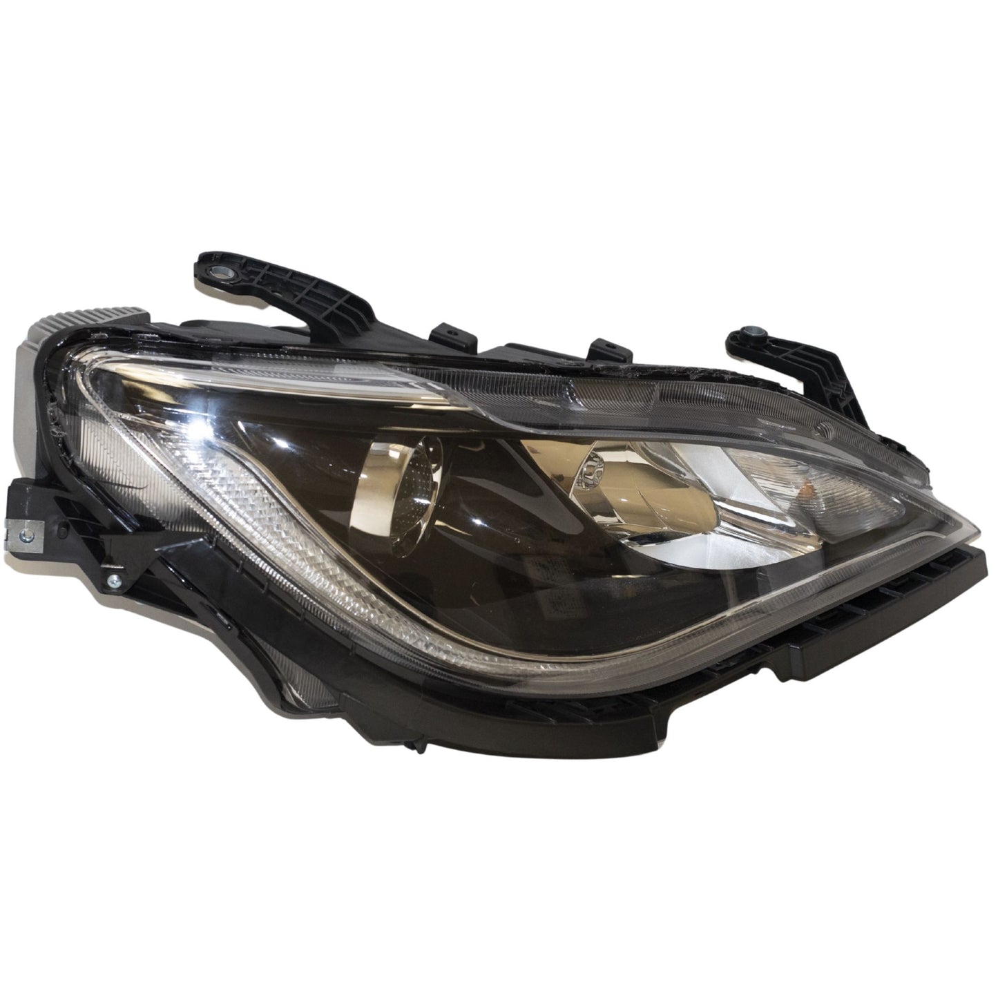 Halogen Combination Quad Headlight Lens and Housing With Chrome Bezel and Daytime Running Lights Passenger Side Right For 2017-2020 Chrysler Pacifica Hybrid