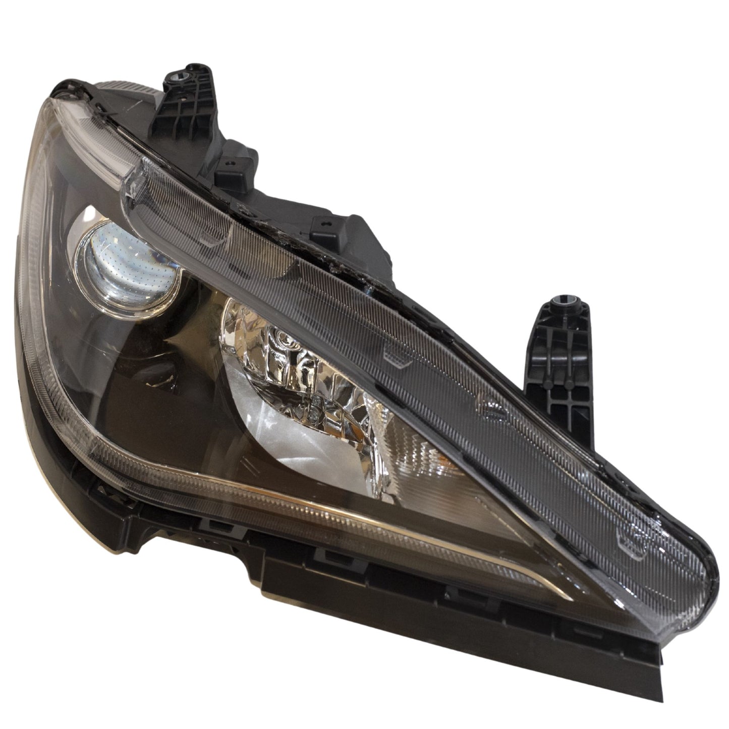 Halogen Combination Quad Headlight Lens and Housing With Chrome Bezel and Daytime Running Lights Passenger Side Right For 2017-2020 Chrysler Pacifica Hybrid