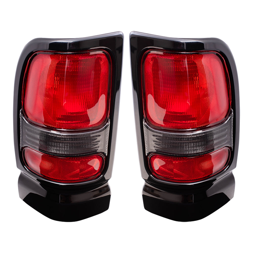 Brock Replacement Set Taillights with Black Bezels Compatible with 1994-2001 1500 1994-2002 2500 3500 Pickup Truck 5EK45DX8AC 5EK44DX8AC