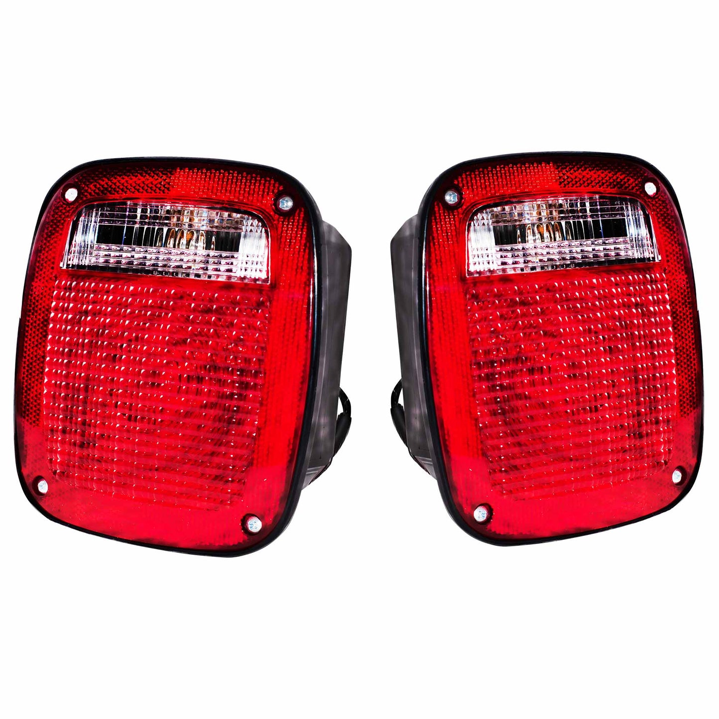 Brock Replacement Set Driver and Passenger Tail Lights with Square Connector Compatible with 1998-2006 Wrangler 56018649AD 56018648AD