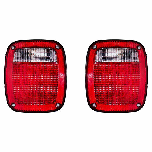 Brock Replacement Set Driver and Passenger Tail Lights with Square Connector Compatible with 1998-2006 Wrangler 56018649AD 56018648AD