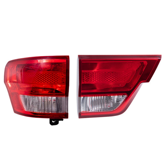 Brock Replacement Driver Left Combination Tail Light Assembly Body And Liftgate Mounted 2 Piece Set For 2011-2013 Jeep Grand Cherokee