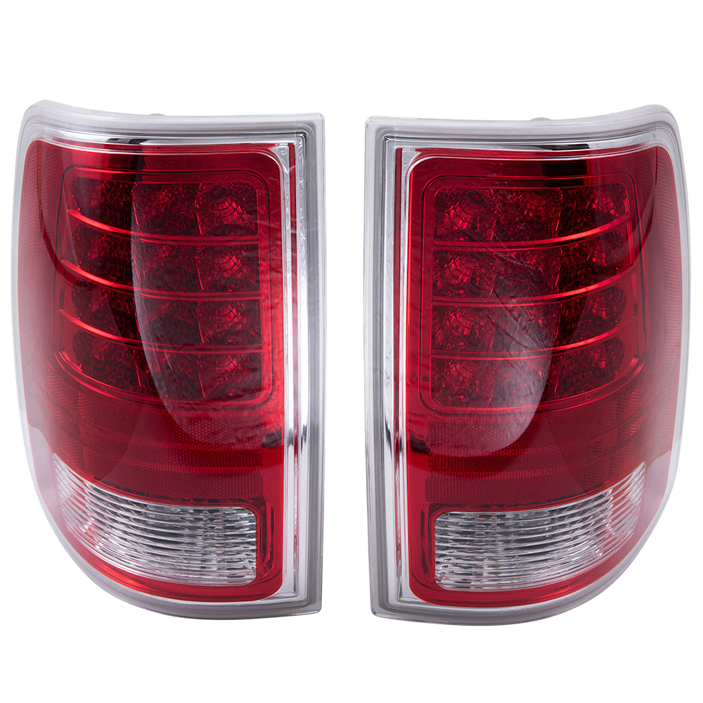 2013-2018 RAM Pickup LED Combination Tail Light Assembly Set Simple Design With Chrome Trim LH+RH 2019-2023 RAM 1500 Classic