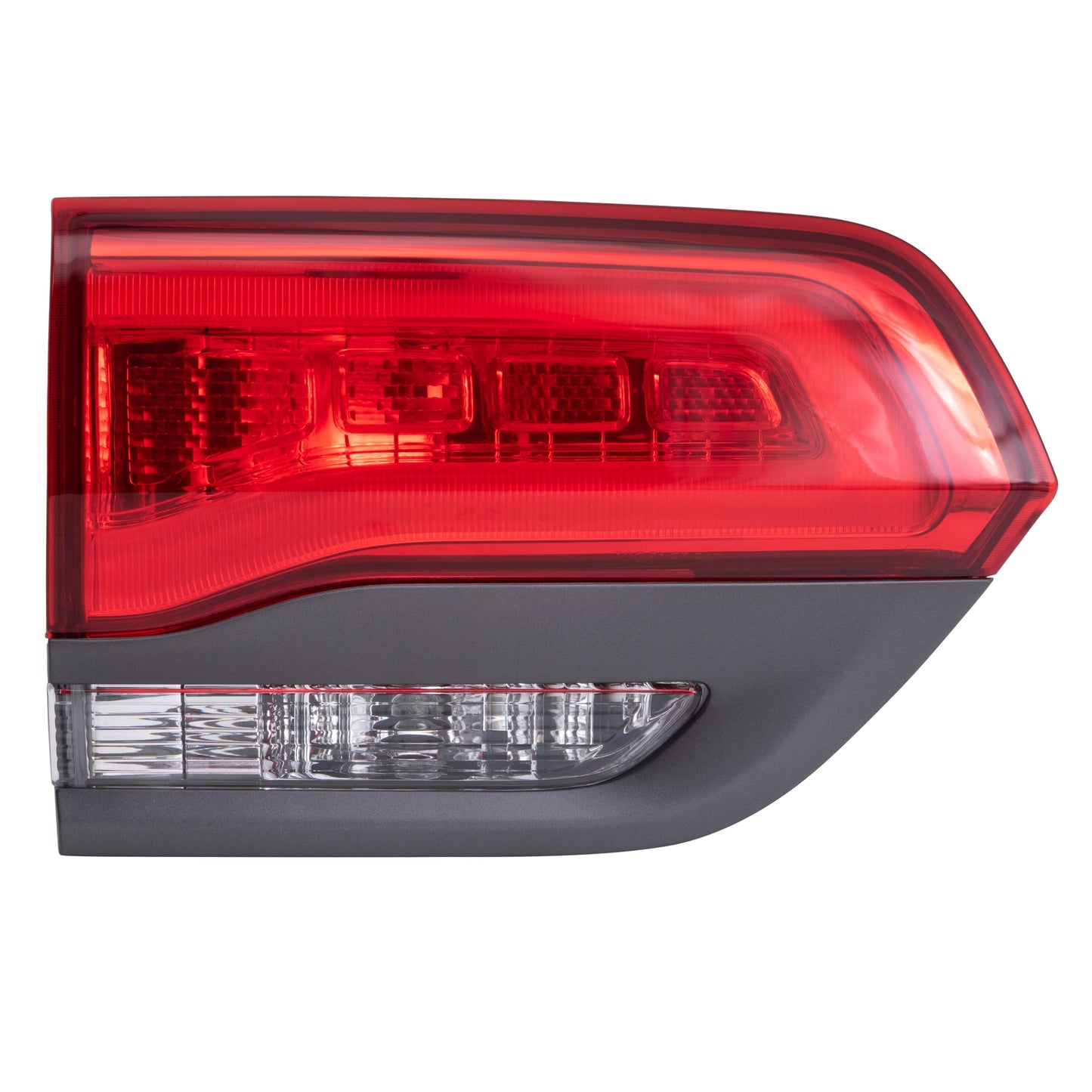 Combination Tail Light With Gray Bezel Without Platinum Insert Driver Left Liftgate Mounted For 2014-2021 Jeep Grand Cherokee Altitude/Laredo/Limited/Overland/Summit LH 2022 Jeep Grand Cherokee WK Altitude/Laredo/Limited/Overland/Summit