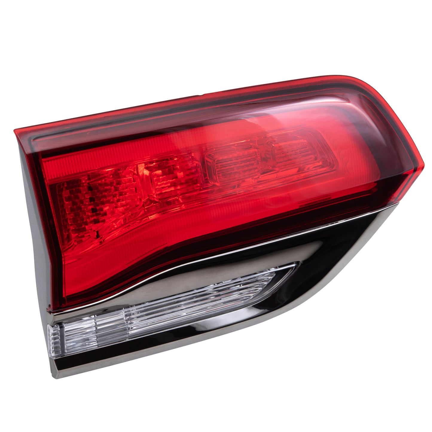 Combination Tail Light With Silver Bezel Without Platinum Insert Driver Left Liftgate Mounted For 2014-2021 Jeep Grand Cherokee Altitude/Laredo/Limited/Overland/Summit LH 2022 Jeep Grand Cherokee WK Altitude/Laredo/Limited/Overland/Summit
