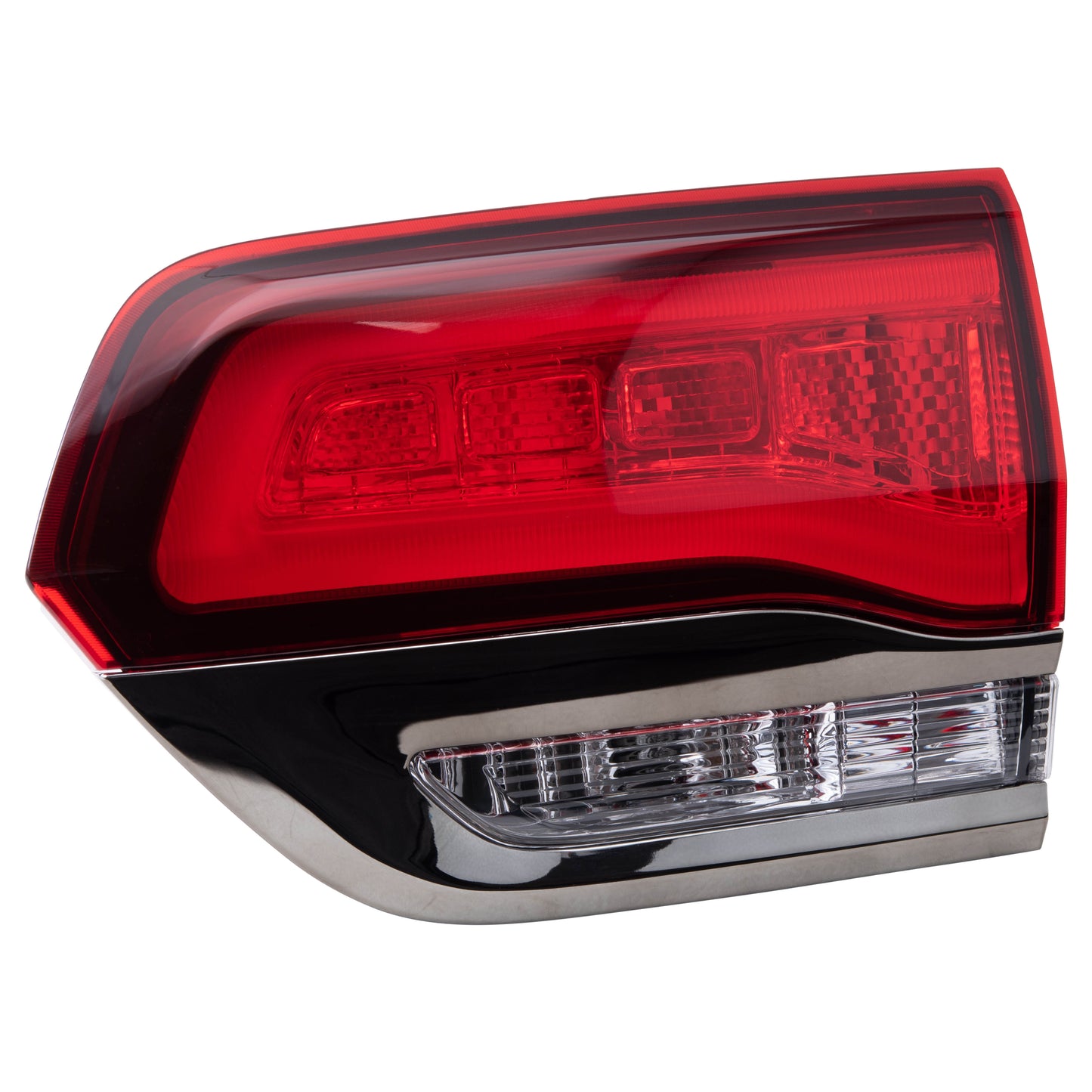 Combination Tail Light With Silver Bezel Without Platinum Insert Driver Left Liftgate Mounted For 2014-2021 Jeep Grand Cherokee Altitude/Laredo/Limited/Overland/Summit RH 2022 Jeep Grand Cherokee WK Altitude/Laredo/Limited/Overland/Summit