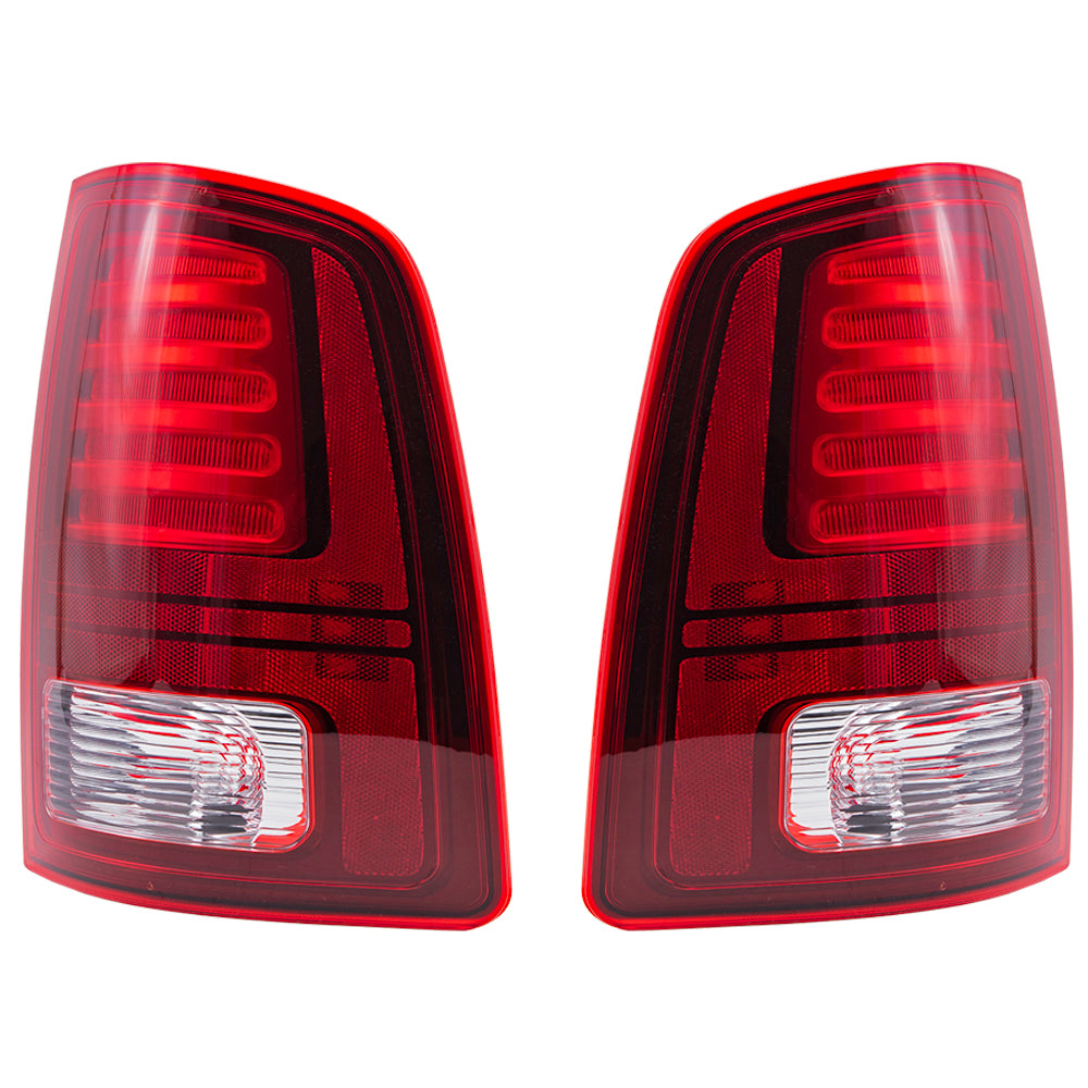 Brock Replacement Driver Left Passenger Right LED Combination Tail Light Assembly With Black Trim Set Compatible  With 2013-2018 RAM Pickup 2019-2023 RAM 1500 Classic