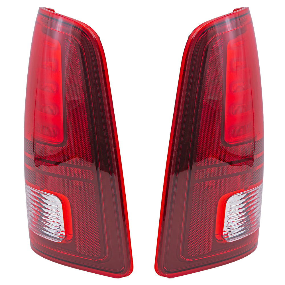 Brock Replacement Driver Left Passenger Right LED Combination Tail Light Assembly With Black Trim Set Compatible  With 2013-2018 RAM Pickup 2019-2023 RAM 1500 Classic