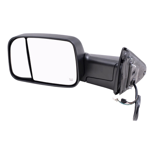 Brock Replacement Driver Side Power Tow Mirror with Heat, Signal, Puddle Light and Temperature Sensor without Memory Compatible with 2013-2018 1500/2500/3500/4500/5500 & 2019-2021 1500 Classic