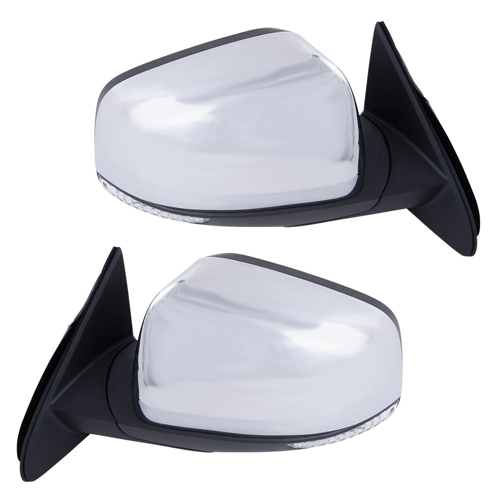 Brock Aftermarket Replacement Driver Left Passenger Right Power Mirror Chrome With Heat-Signal-Memory-Blind Spot Detection Without Auto Dim Set Compatible With 2011-2021 Jeep Grand Cherokee Code GQU