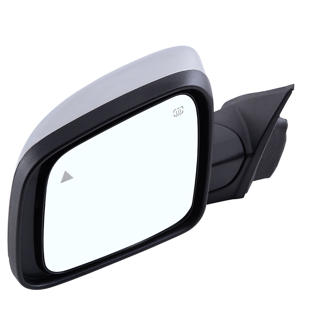 Brock Aftermarket Replacement Driver Left Power Mirror Chrome With Heat-Signal-Memory-Blind Spot Detection Without Auto Dimming Compatible With 2011-2021 Jeep Grand Cherokee Code GQU