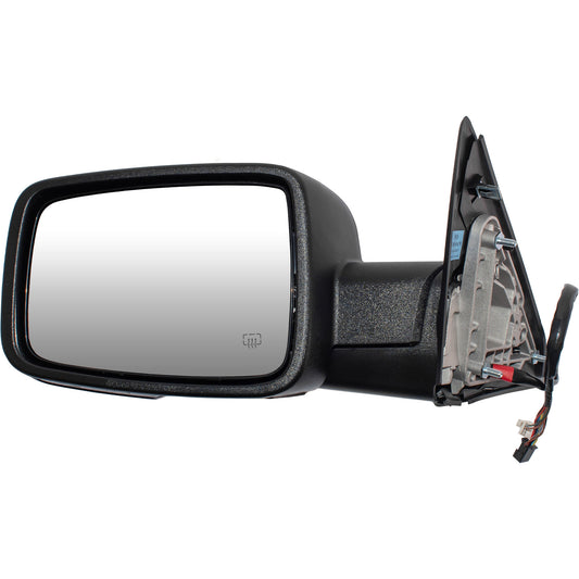 6 X 9 Power Door Mirror Textured Black With Heat-LED Turn Signal Light-Puddle Light-Power Folding-Temperature Sensor Driver Left for 2013 RAM 1500 Without Towing Package 2013 RAM 2500 Without Towing Package