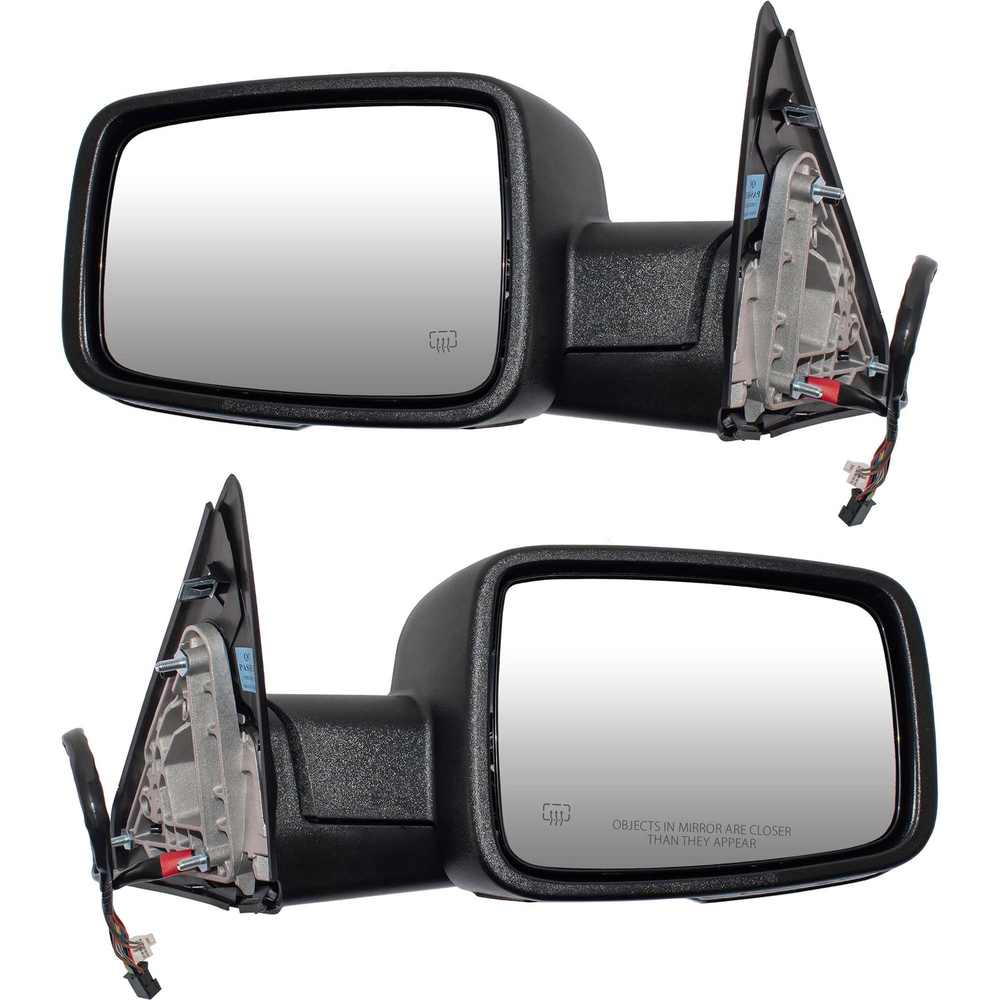6 X 9 Power Door Mirror Textured Black With Heat-LED Turn Signal Light-Puddle Light-Power Folding-Temperature Sensor Driver Left Passenger Right for 2013 RAM 1500 Without Towing Package 2013 RAM 2500 Without Towing Package