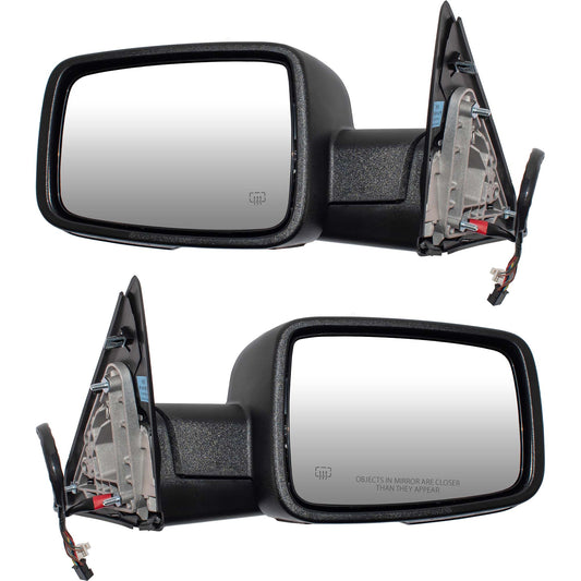6 X 9 Power Door Mirror Textured Black With Heat-LED Turn Signal Light-Puddle Light-Power Folding-Temperature Sensor Driver Left Passenger Right for 2013 RAM 1500 Without Towing Package 2013 RAM 2500 Without Towing Package