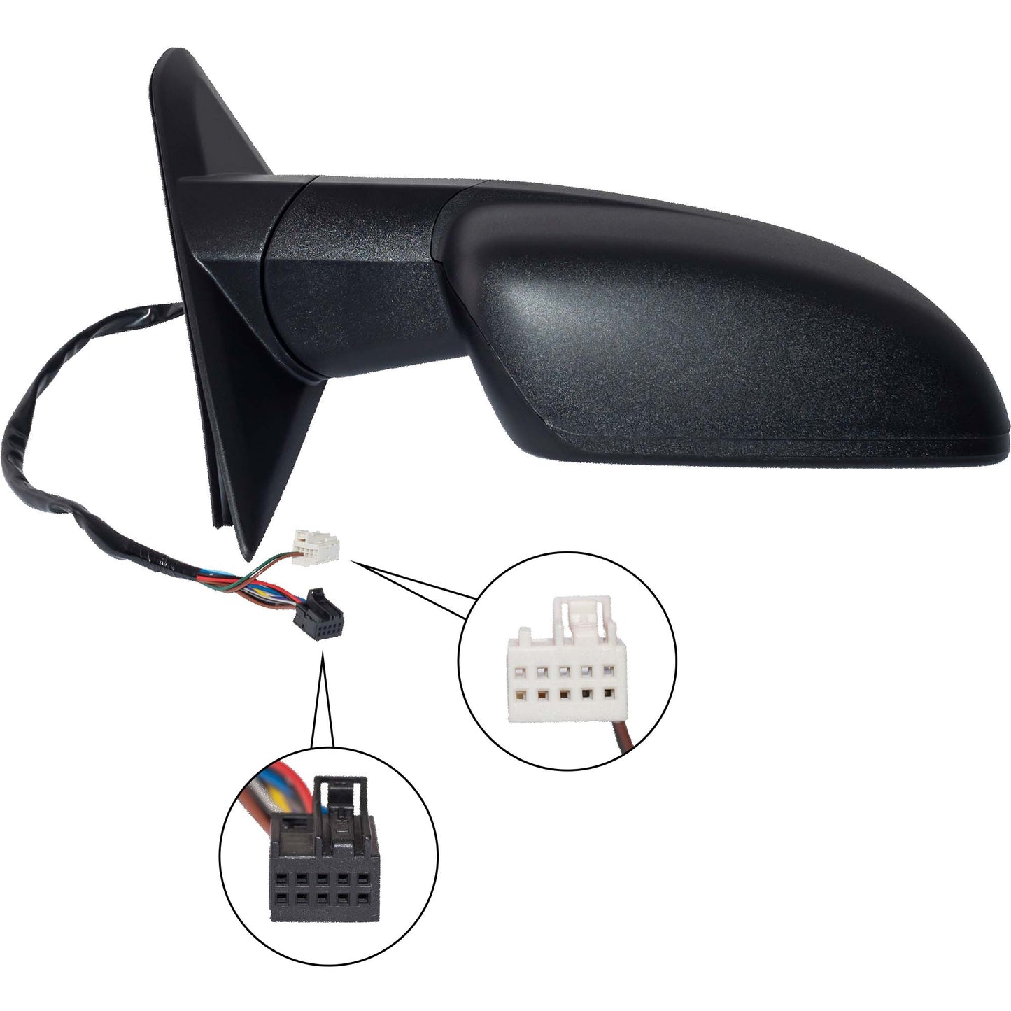 6 X 9 Power Door Mirror Textured Black With Heat-LED Turn Signal Light-Puddle Light-Power Folding-Without Auto Dimming Passenger Right for 2013 RAM 1500 Without Towing Package 2013 RAM 2500 Without Towing Package